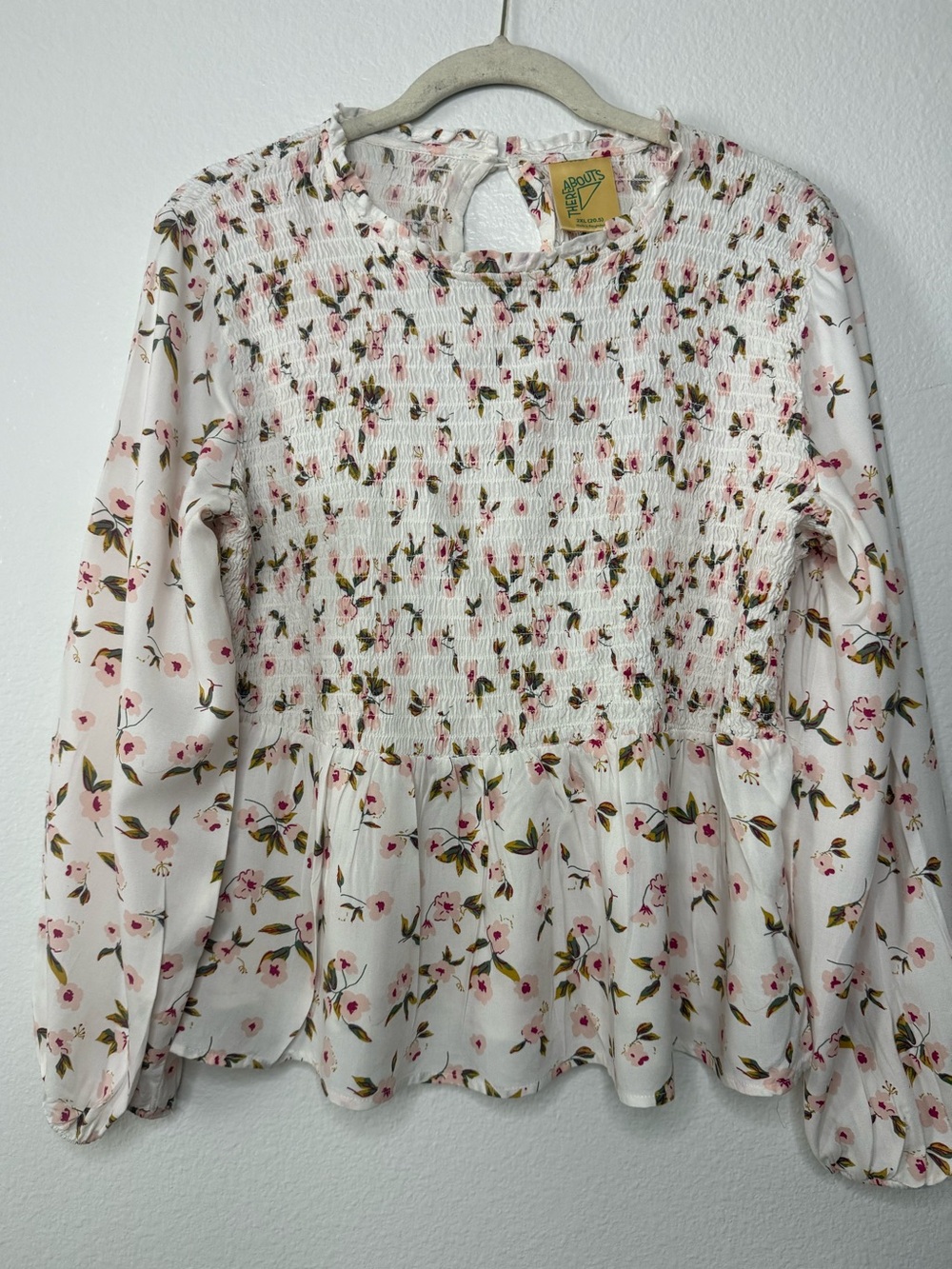 Thereabouts Pink & Olive Floral Print Blouse 2X